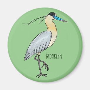 Capped heron bird cartoon illustration  magnet