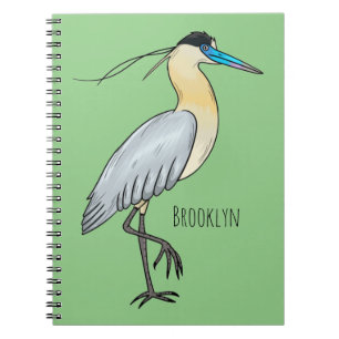 Capped heron bird cartoon illustration notebook