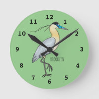 Capped heron bird cartoon illustration 