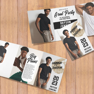 Cappin Season Masculine Graduation Invitation