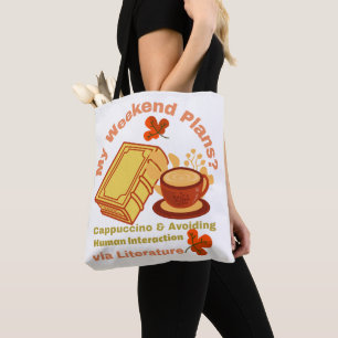 Cappuccino and book tote bag