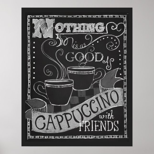 Cappuccino and Friends Chalk Typography Coffee Art Poster (Front)