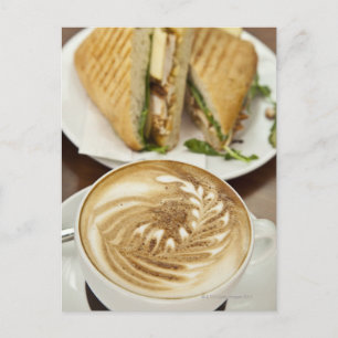 Cappuccino and panini lunch postcard