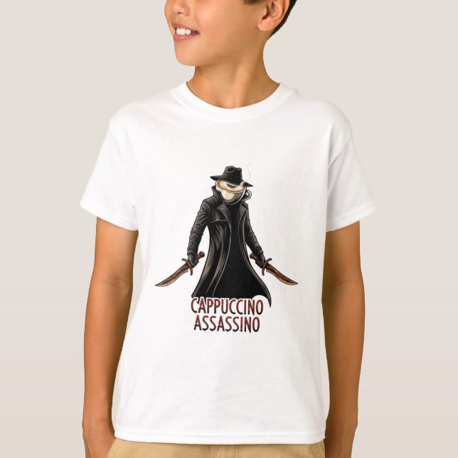 Cappuccino Assassino T-Shirt | Dark Humour Italian (Front)