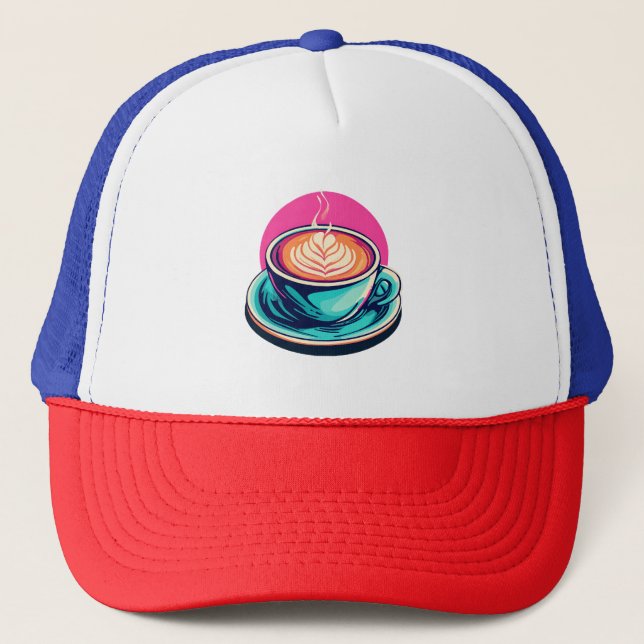 Cappuccino coffee cup trucker hat (Front)