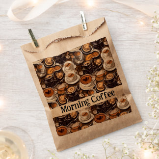 Cappuccino Coffee Oil Paint Pattern Personalised Favour Bags