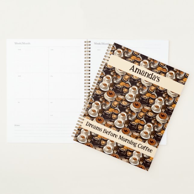 Cappuccino Coffee Oil Paint Pattern Personalised  Planner (Display)
