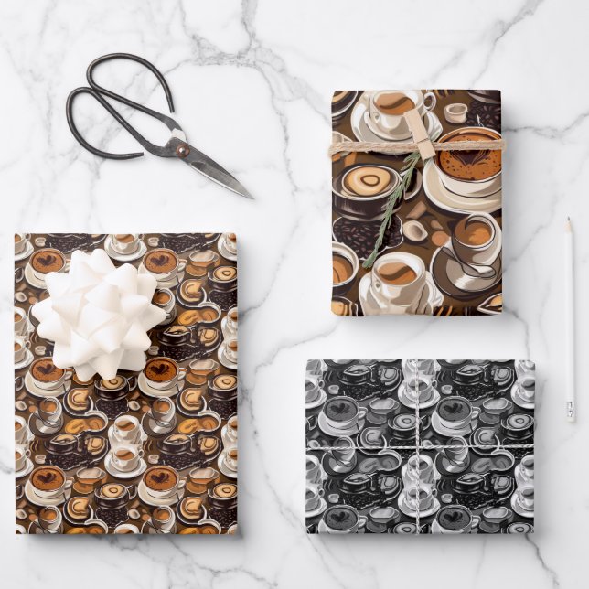 Cappuccino Coffee Oil Paint Pattern Personalised  Wrapping Paper Sheet (Front)