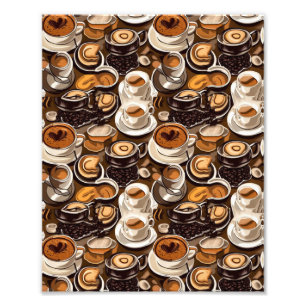 Cappuccino Coffee Oil Paint Pattern Photo Print