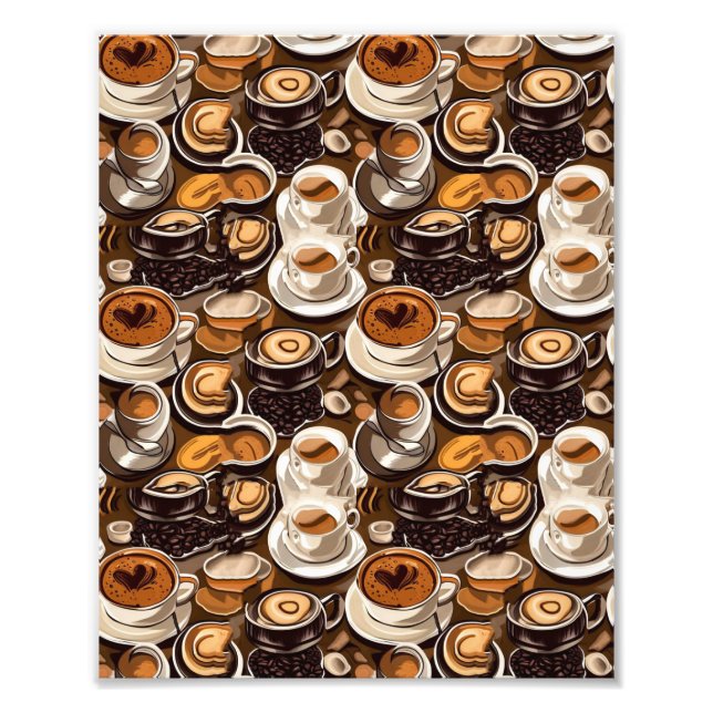 Cappuccino Coffee Oil Paint Pattern Photo Print (Front)