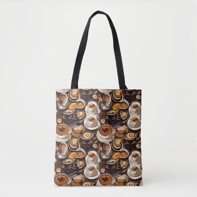 Cappuccino Coffee Oil Paint Pattern Tote Bag (Front)