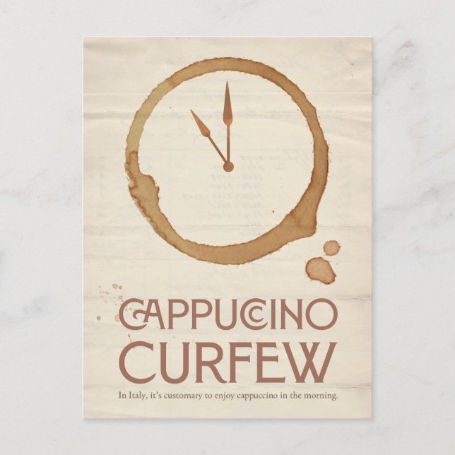 Cappuccino Curfew – 11AM Coffee Postcard (Front)
