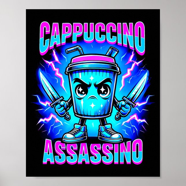 Cappuccino Ino Brainrot Italian Meme  Poster (Front)