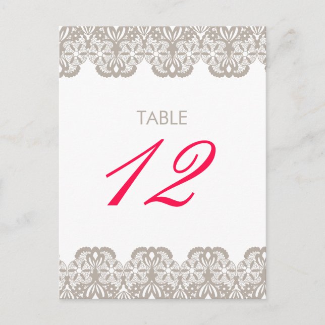 Cappuccino Lace Table Number Card (Front)