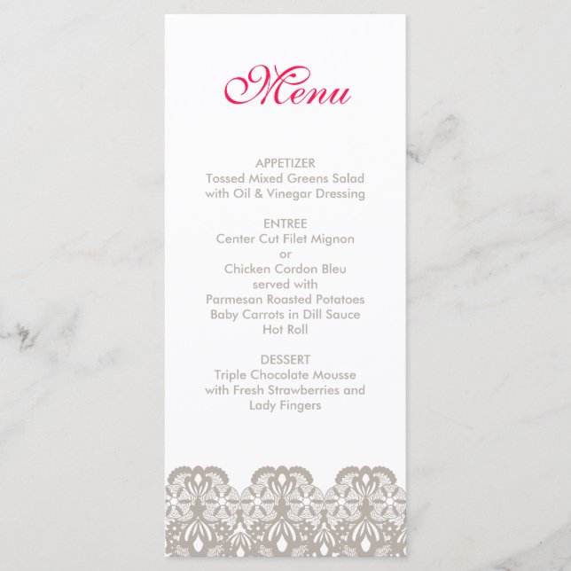 Cappuccino Lace Wedding Menu (Front)