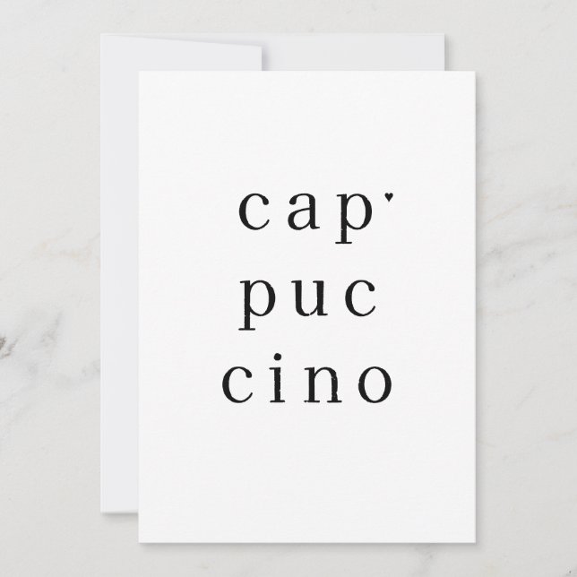 Cappuccino - minimalistic typography card (Front)