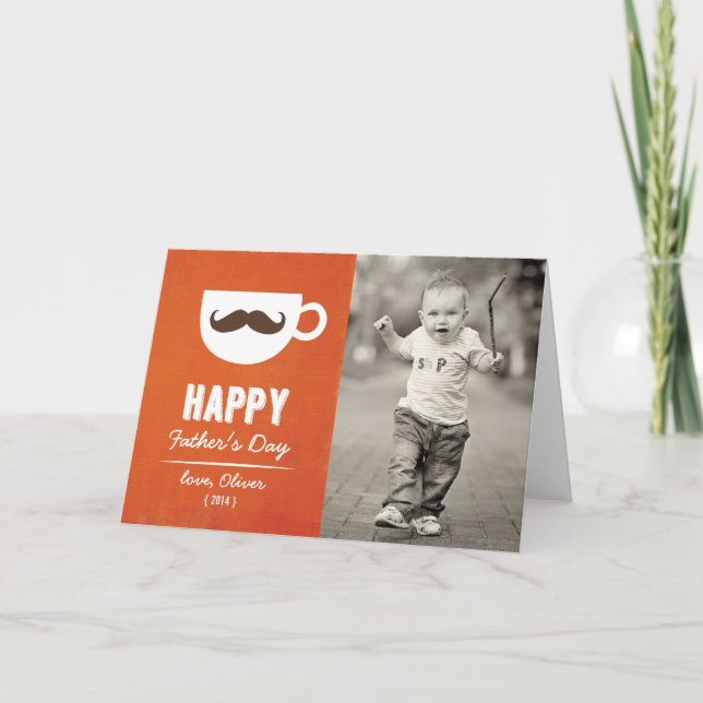 Cappuccino Moustache Photo Father's Day Card (Front)