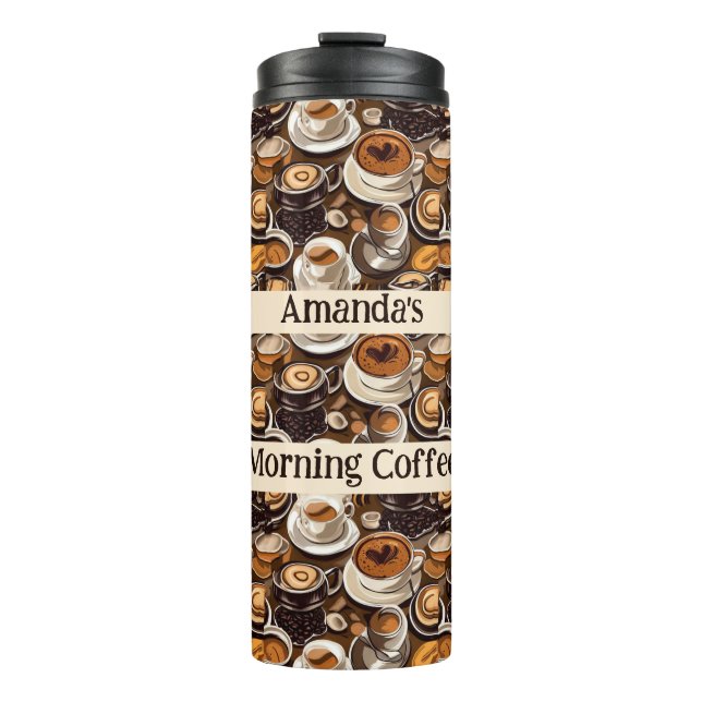 Cappuccino Oil Paint Pattern Personalised  Thermal Tumbler (Front)