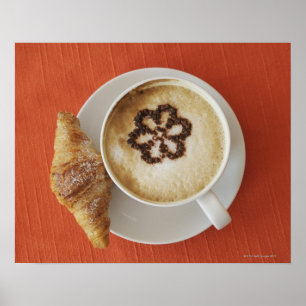 Cappuccino with chocolate and a croissant, Italy Poster