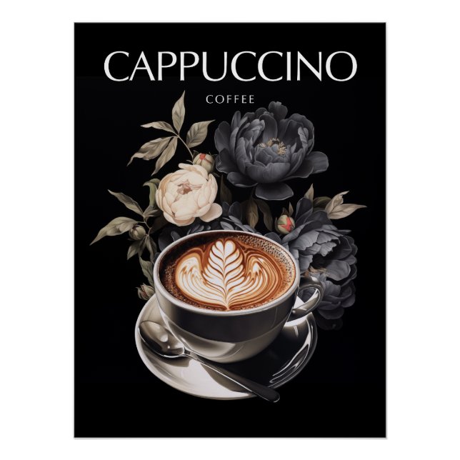Cappuccino with Floral Elegance Poster (Front)