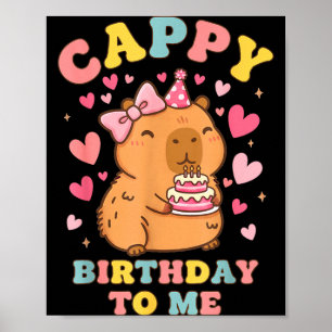 Cappy birthday to funny capybara birthday animal poster
