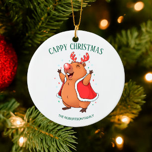 Cappy Christmas Funny Capybara Holiday Decor Ceramic Tree Decoration