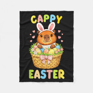 Cappy Easter Cute Capybara Bunny Ear Fleece Blanket