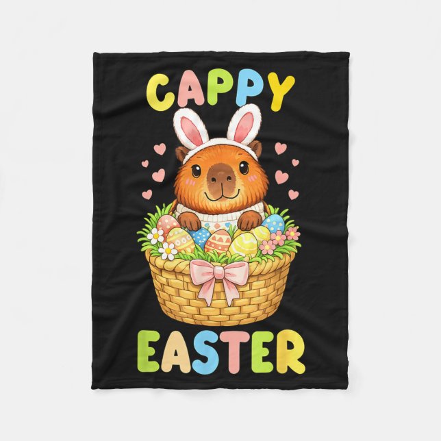 Cappy Easter Cute Capybara Bunny Ear  Fleece Blanket (Front)