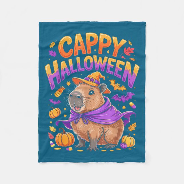 Cappy Halloween Capybara Witch  Fleece Blanket (Front)
