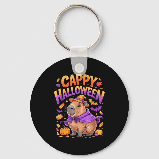 Cappy Halloween Capybara Witch  Key Ring (Front)