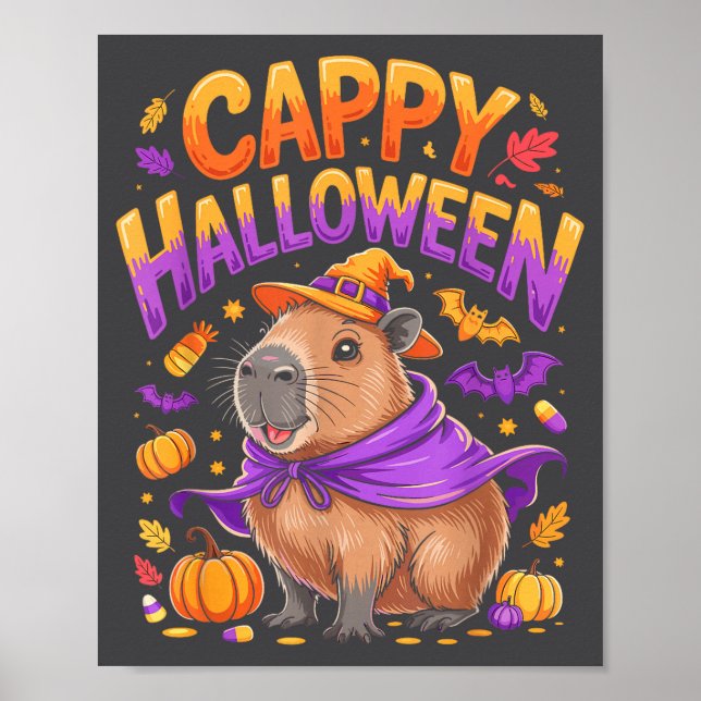 Cappy Halloween Capybara Witch  Poster (Front)