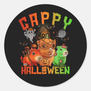 Cappy Halloween Cute Capybara Devil Zombie Pumpkin Classic Round Sticker