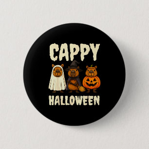 Cappy Halloween Funny Capybara Ghost Witch Pumpkin 6 Cm Round Badge