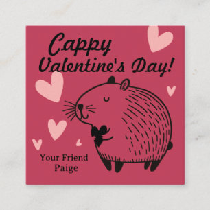 Cappy Valentine's Day   Capybara Valentine  Enclosure Card