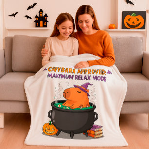 Cappybara Halloween Witch Wizard Cauldron Cozy Fleece Blanket