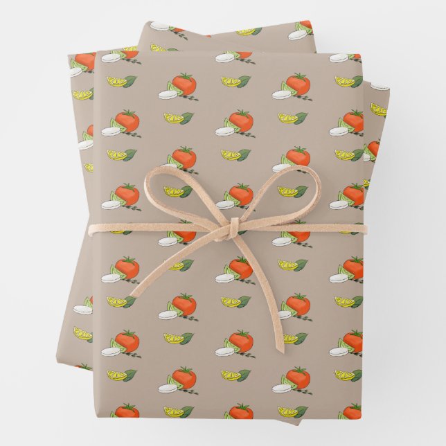 Caprese Italian Appetizer Chef Foodie Bride Gift Wrapping Paper Sheet (In situ)