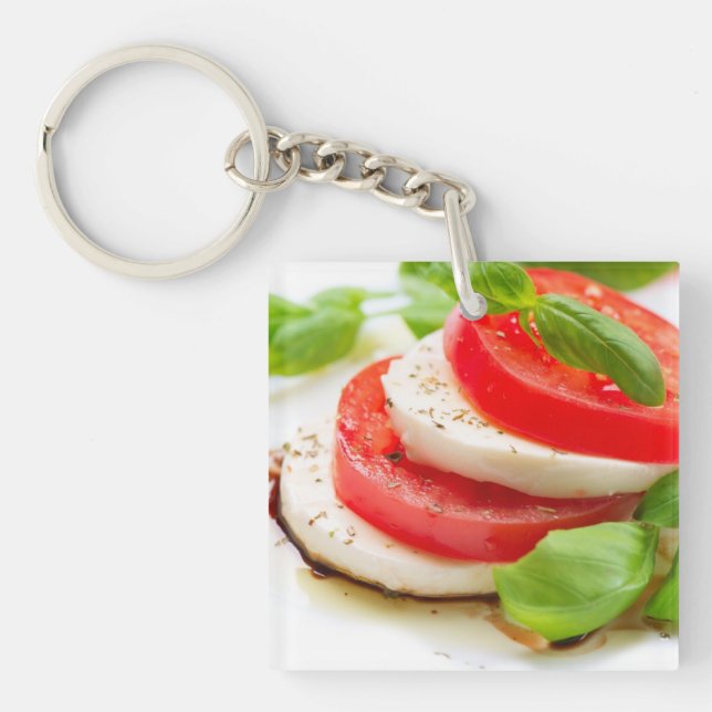 Caprese Salad. Tomato and Mozzarella slices Key Ring (Front)