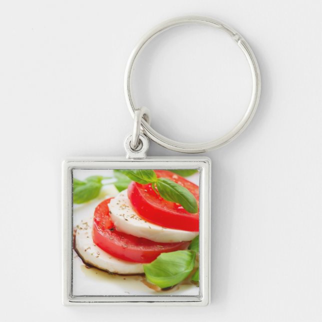 Caprese Salad. Tomato and Mozzarella slices Key Ring (Front)