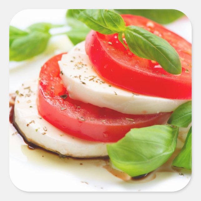 Caprese Salad. Tomato and Mozzarella slices Square Sticker (Front)
