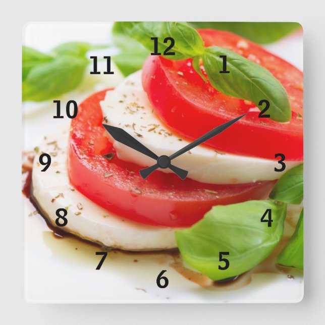 Caprese Salad. Tomato and Mozzarella slices Square Wall Clock (Front)