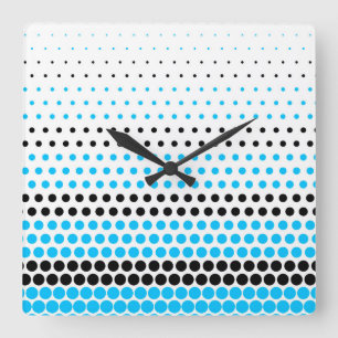 Capri and Black Polka Dot Square Wall Clock