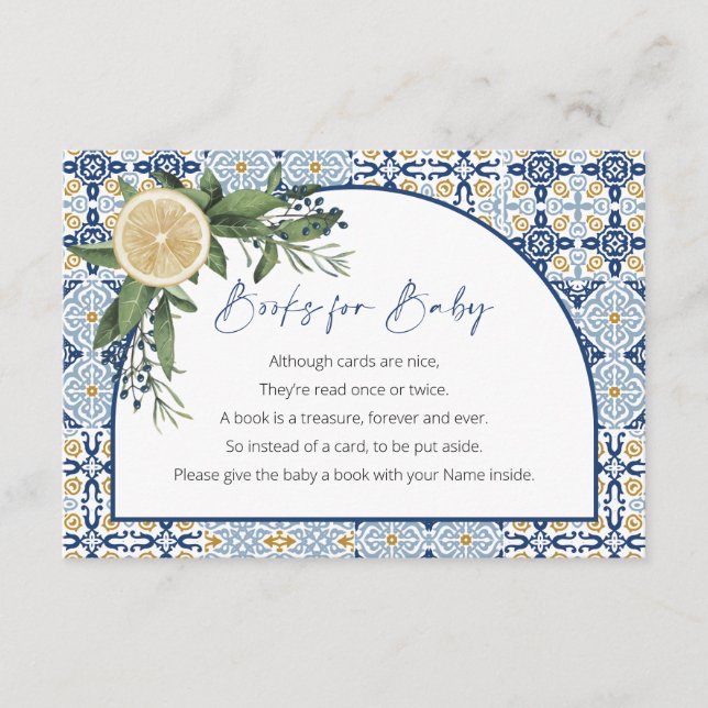 Capri Baby Shower, Citrus Italian, Books for Baby Enclosure Card (Front)