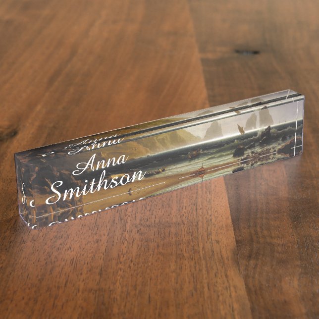 Capri Beach Waves Ocean Italy Boats Name Plate (Side)