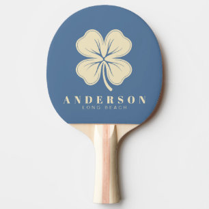 Capri Blue Four Leaf Clover with Name Ping Pong Paddle