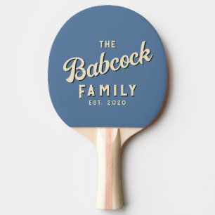 Capri Blue Retro Family Name & Year Ping Pong Paddle