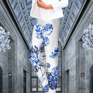 Capri Blue Vintage Botanical Floral Leonbience Leggings