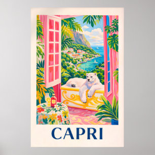 Capri Coastal Poster, Italian Riviera Travel Poster