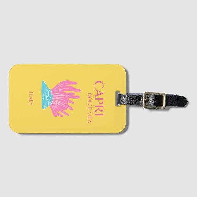 Capri Dolce Vita, Travel Art, Yellow Luggage Tag (Front Horizontal)