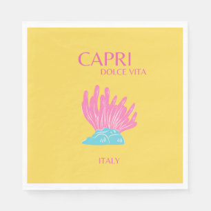 Capri Dolce Vita, Travel Art, Yellow Napkin