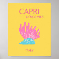 Capri Dolce Vita, Travel Art, Yellow